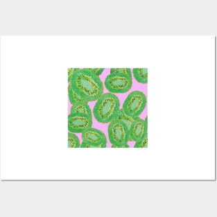 Tropical Kiwi Fruit Abstract Pattern_pink Posters and Art